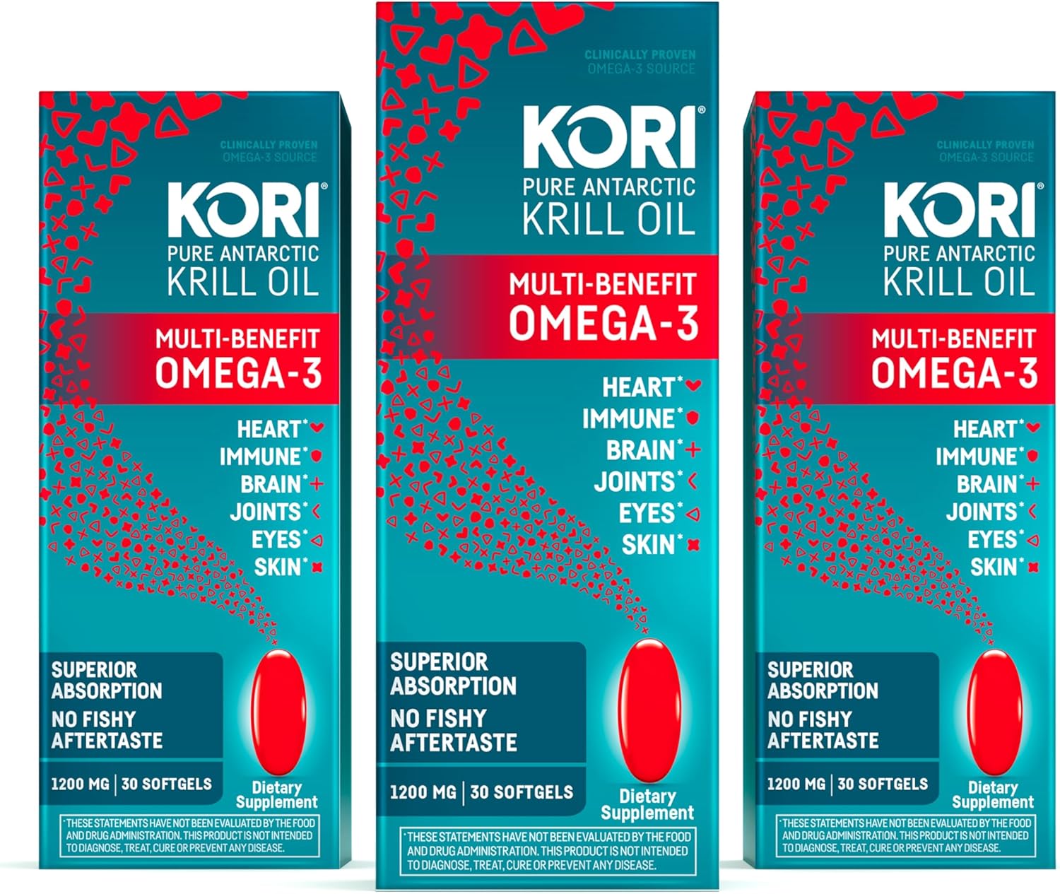 Antarctic Krill Oil Supplement 1200mg Softgels, High Absorption Omega 3 EPA & DHA, 90 Softgels Total