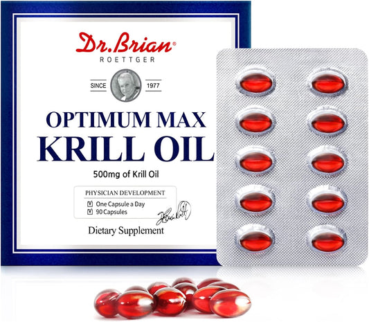 Antarctic Krill Oil Supplement 500mg with Omega 3 EPA, DHA, Astaxanthin - Non-GMO 90 Softgels by Dr. Brian Roettger