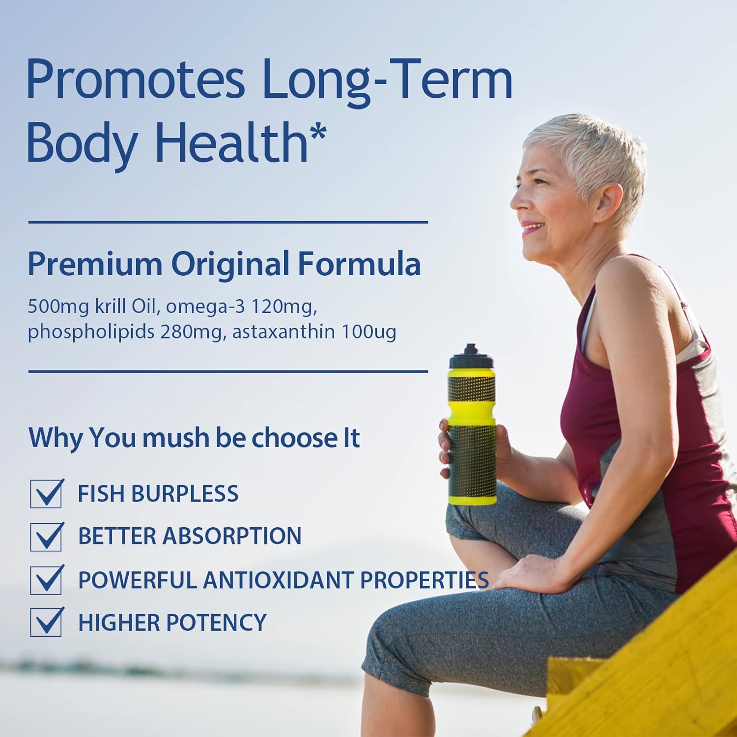 Antarctic Krill Oil Supplement 500mg with Omega 3 EPA, DHA, Astaxanthin - Non-GMO 90 Softgels by Dr. Brian Roettger