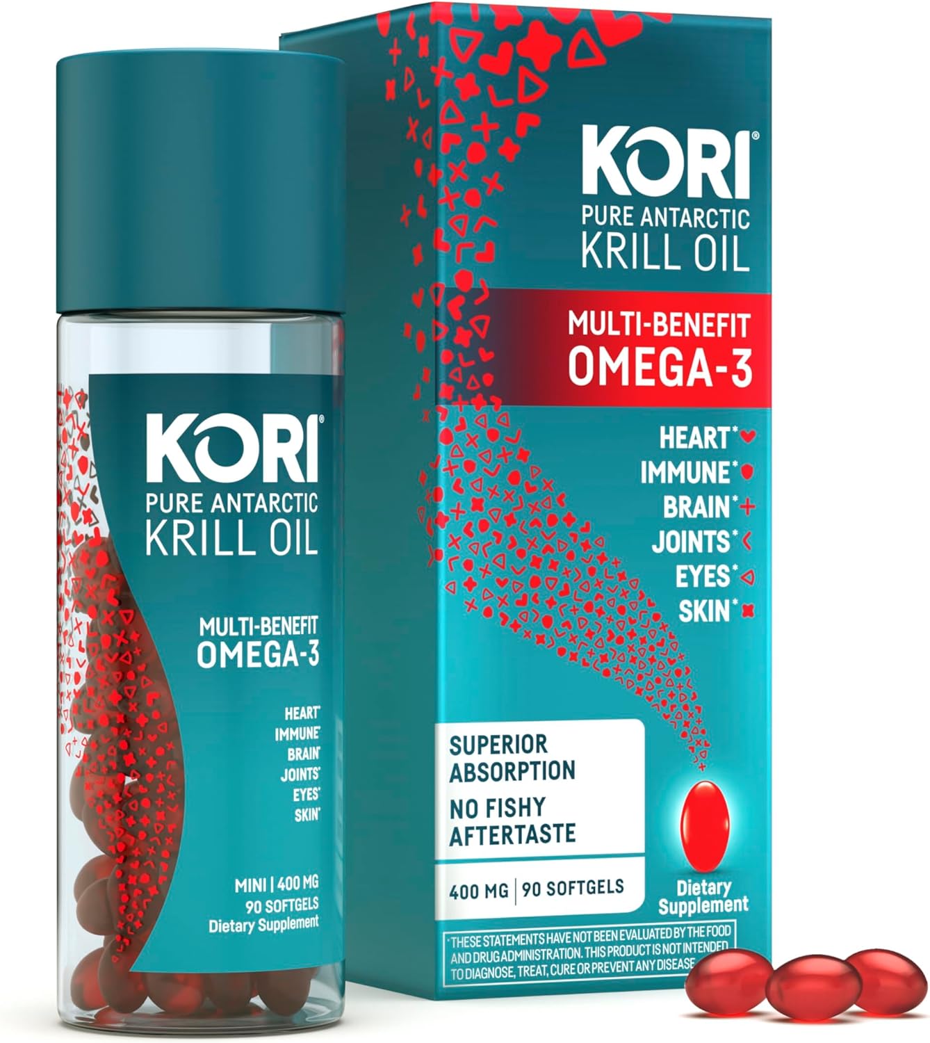 Antarctic Krill Oil Supplement for Omega 3, High Absorption vs Fish Oil, 400mg Softgels, 90 Count, EPA & DHA Omega-3 Fatty Acids