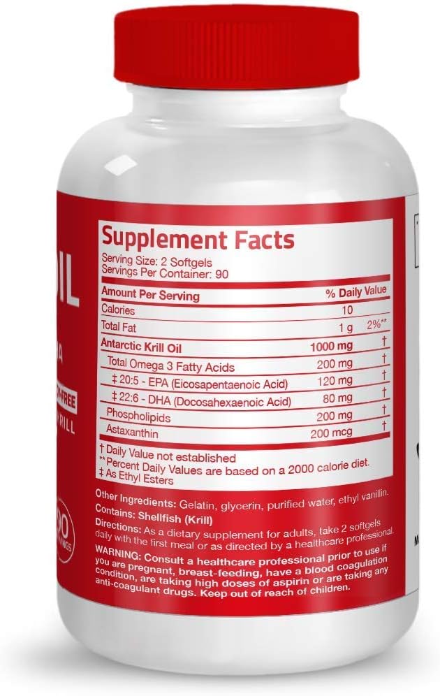 Antarctic Krill Oil with Probiotic 50 Billion CFU, Prebiotic, Apple Polyphenols, Pineapple Extract, Omega-3s EPA DHA