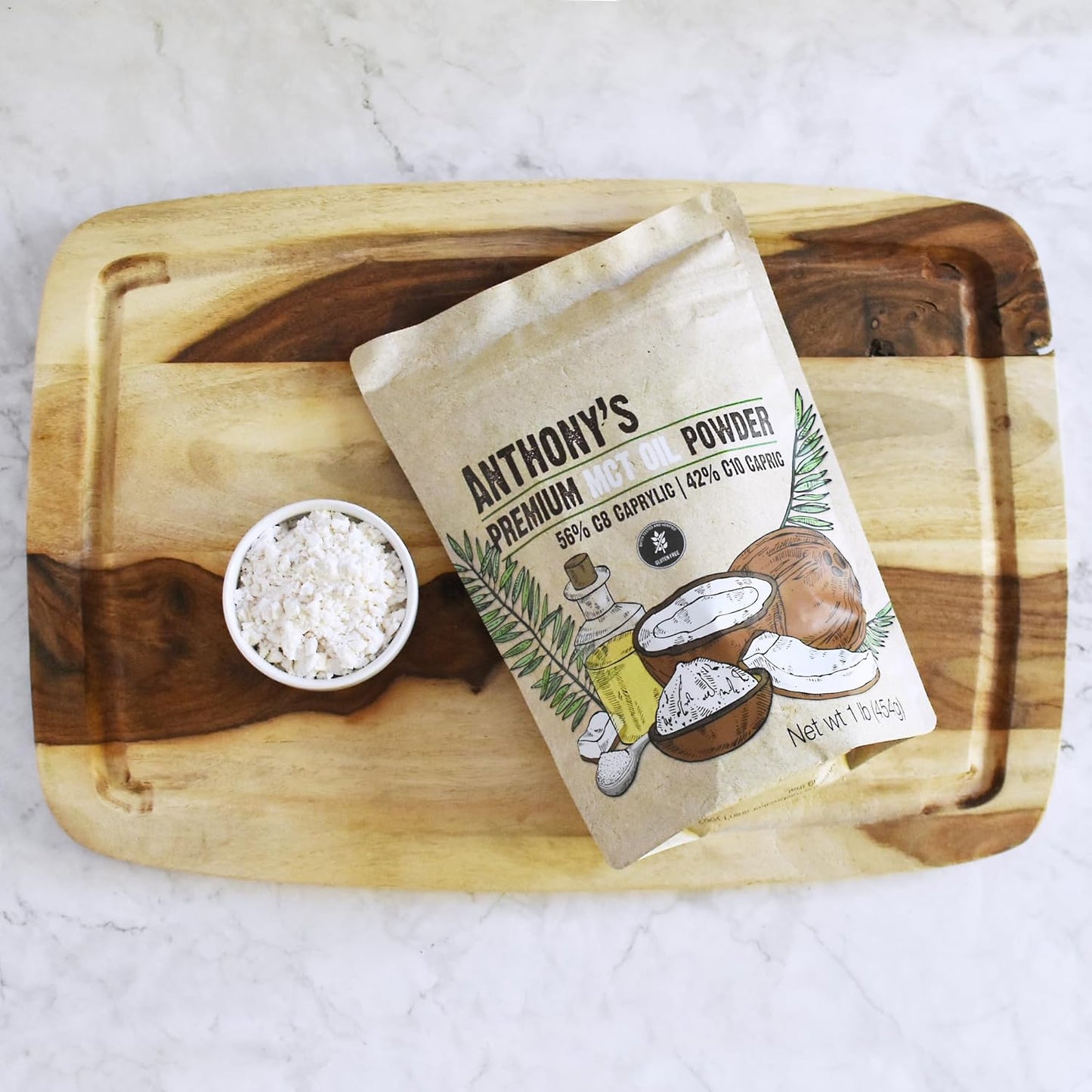 Anthony's Premium MCT Oil Powder - 56% C8 Caprylic, 42% C10 Capric - 1 lb - Gluten Free - Non GMO - Keto Friendly