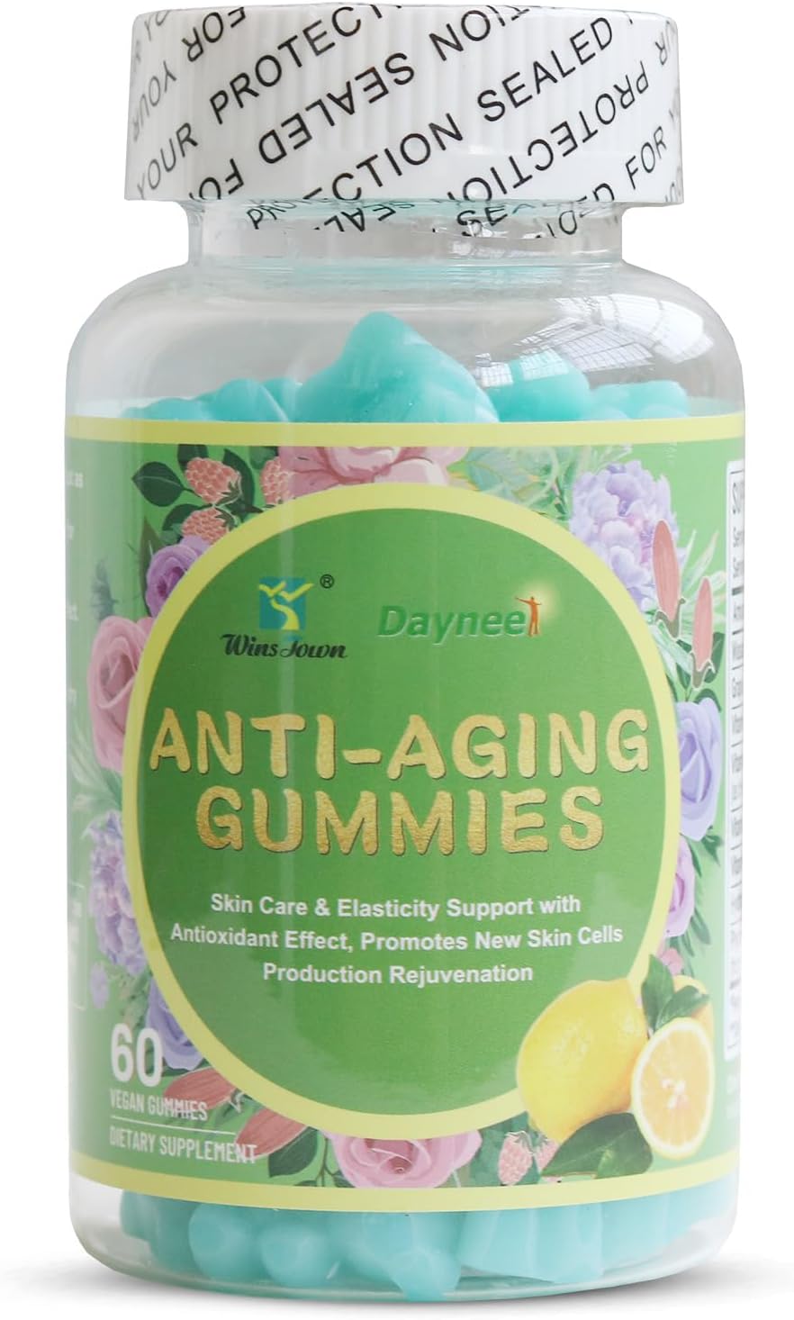 Anti-Aging Lemon Gummies - Supports Skin Rejuvenation, Wrinkle Reduction, and Firmness - 60 Count