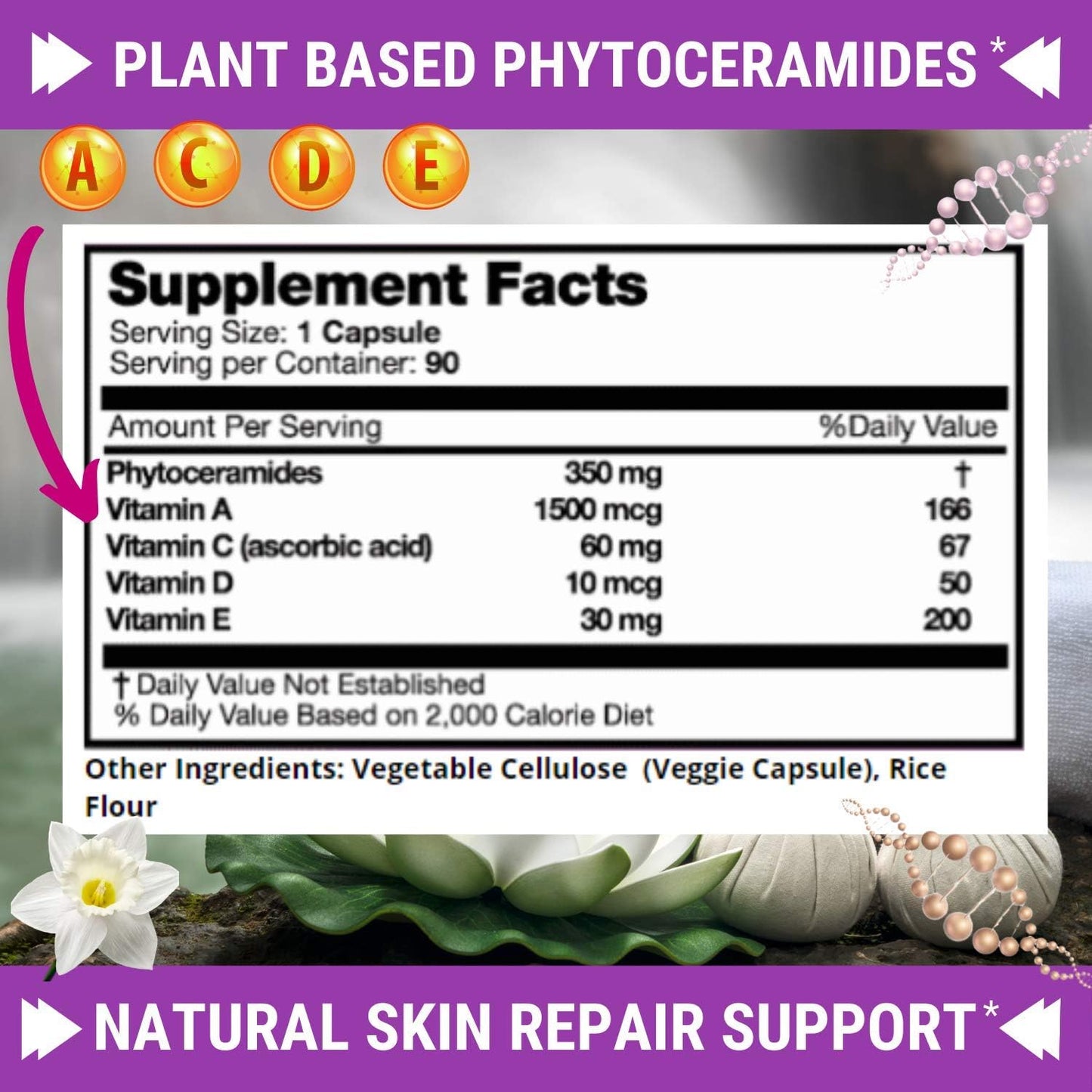 Anti Aging Phytoceramides with Skin Vitamins A,C,D & E - 3 Month Supply for Skin Repair & Rejuvenation by Fresh Healthcare