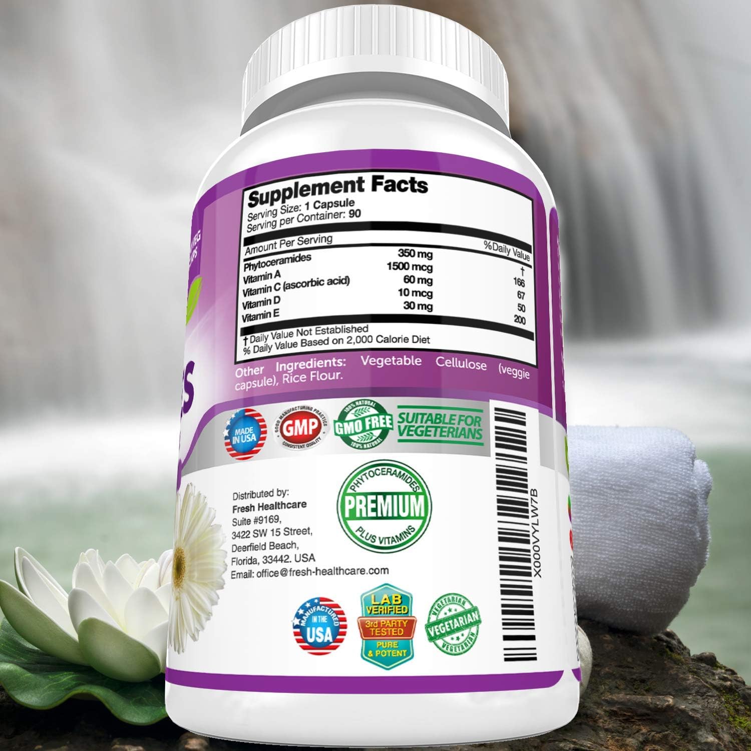 Anti Aging Phytoceramides with Skin Vitamins A,C,D & E - 3 Month Supply for Skin Repair & Rejuvenation by Fresh Healthcare