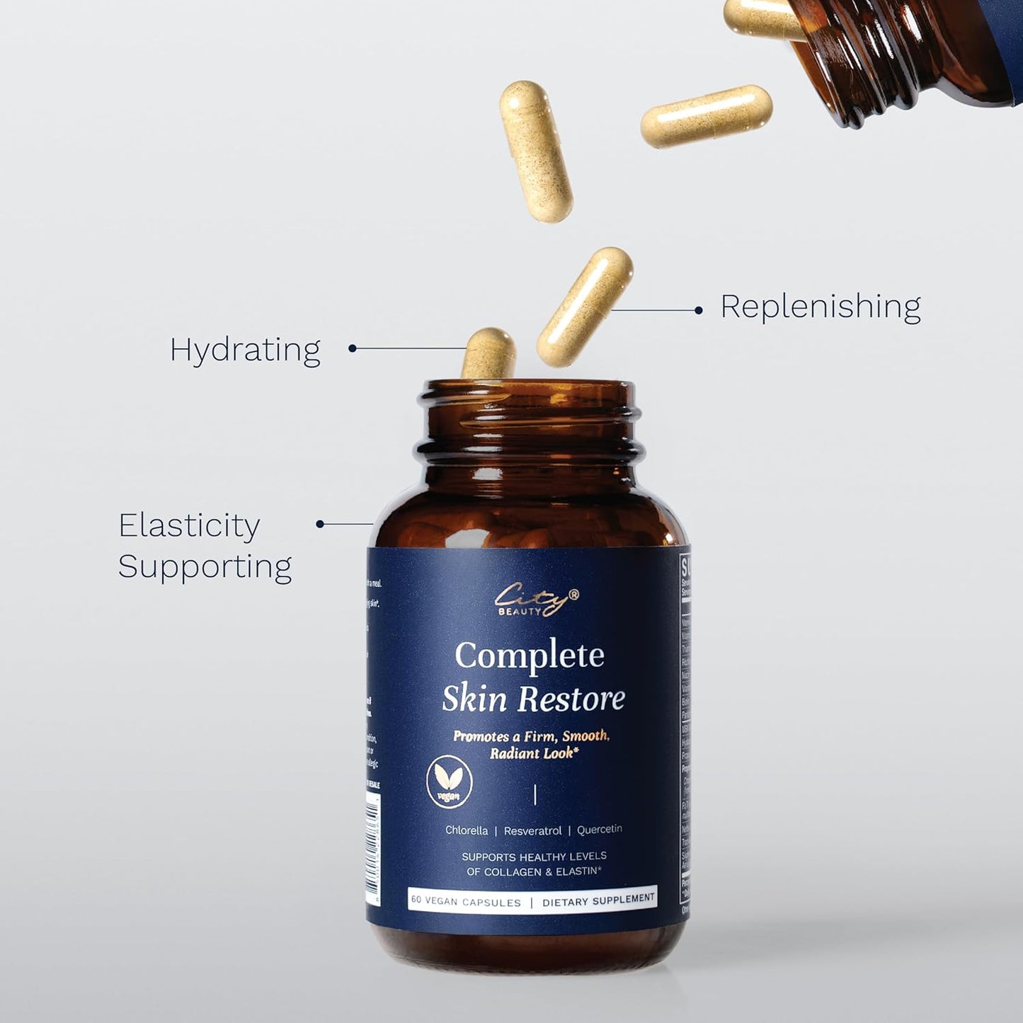 Anti-Aging Skin Care Supplement - Supports Collagen & Elastin - City Beauty Complete Skin Restore - Solution for Wrinkles & Sagging on Face & Body - Dietary Supplement