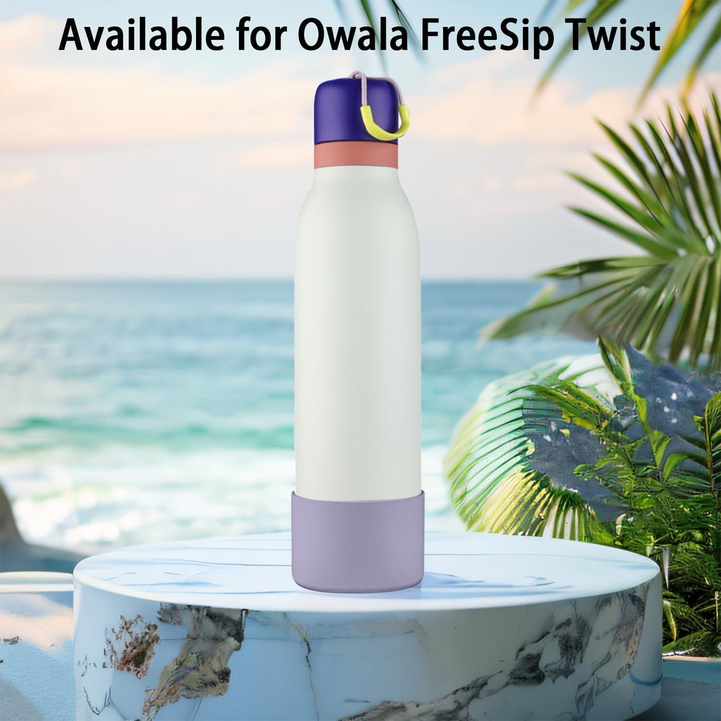 Anti-Slip Silicone Boot 2pcs Set for Owala FreeSip Twist Water Bottle - Protective Sleeve for 24oz Bottle