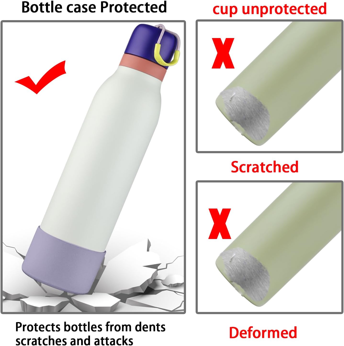 Anti-Slip Silicone Boot 2pcs Set for Owala FreeSip Twist Water Bottle - Protective Sleeve for 24oz Bottle