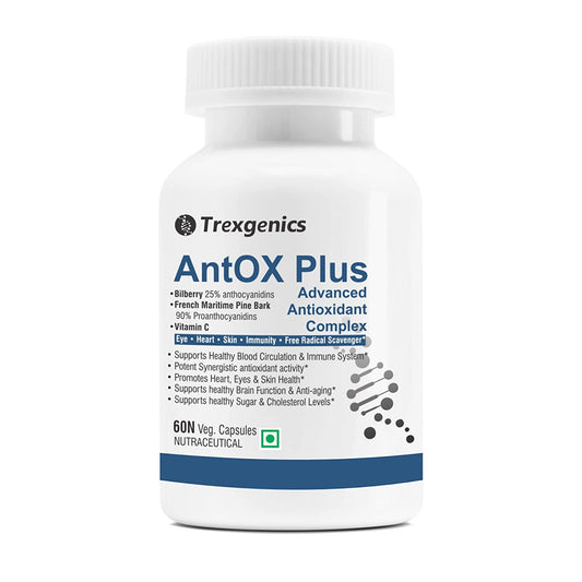 Antioxidant Complex with Bilberry, Pine Bark, and Vitamin C for Heart, Eyes, Skin, Immunity, and Metabolism - 60 Vcaps