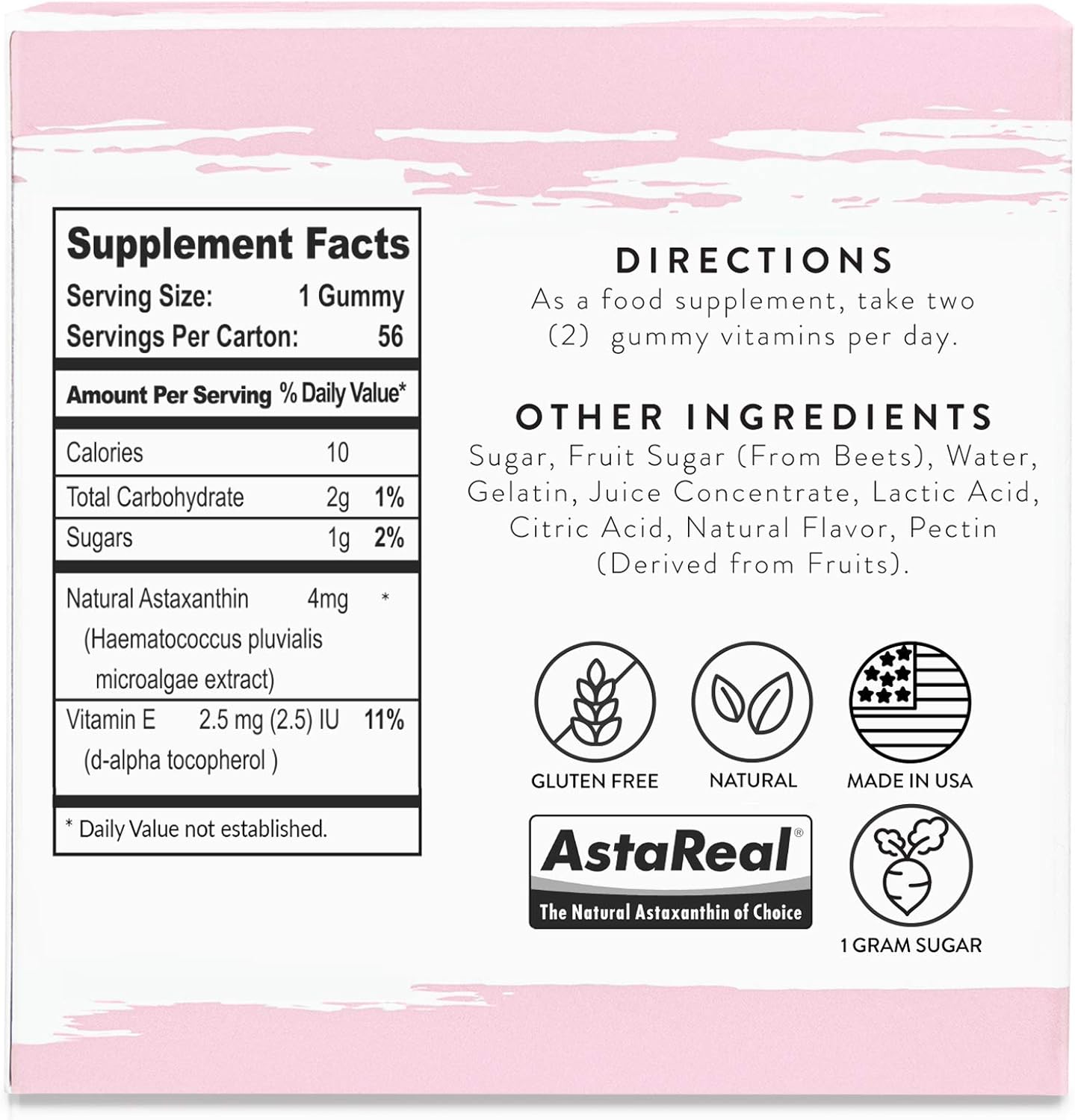 Antioxidant Gummy Bears with Astaxanthin and Vitamin E for Collagen Boosting and Immune Support - Skin and Hair Vitamins for Anti-Aging and Glow