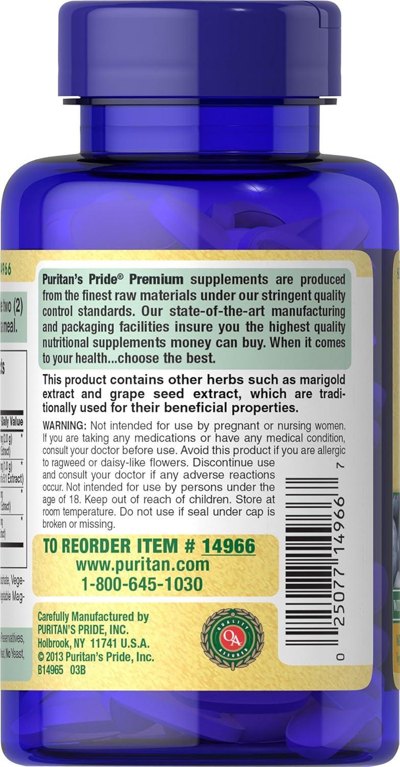 Antioxidant Health Supplement with Blueberry, Eyebright, Marigold, and Grapeseed Extracts - 120 Caplets