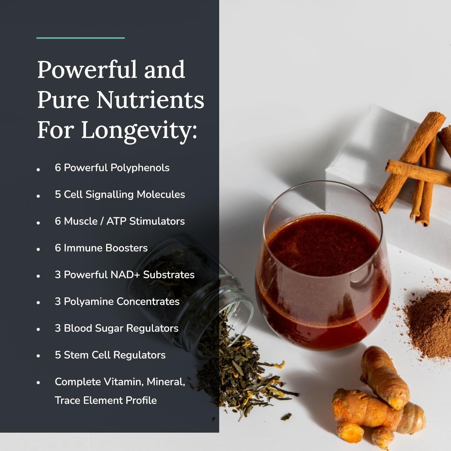 Antioxidant-Rich Longevity Supplement Powder with Quercetin, Resveratrol, and Nrf2 Activators - Vegan and Non-GMO - 90g (15 Servings)