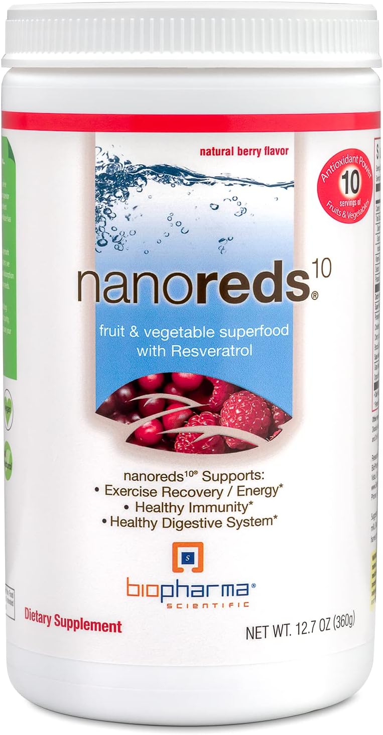 Antioxidant-Rich Nanoreds Superfood Powder Mix for Digestive Health & Immunity - Berry Flavor, 30 Servings
