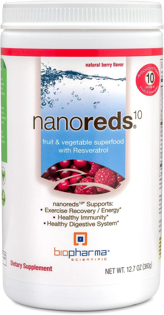 Antioxidant-Rich Nanoreds Superfood Powder Mix for Digestive Health & Immunity - Berry Flavor, 30 Servings
