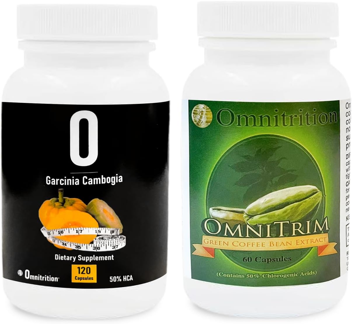 Antioxidant-Rich Omnitrition Supplements Kit: Green Coffee Bean Extract (60 Capsules) and Garcinia Cambogia (120 Veggie Capsules) for Vitality | Pure Formula, Additive-Free