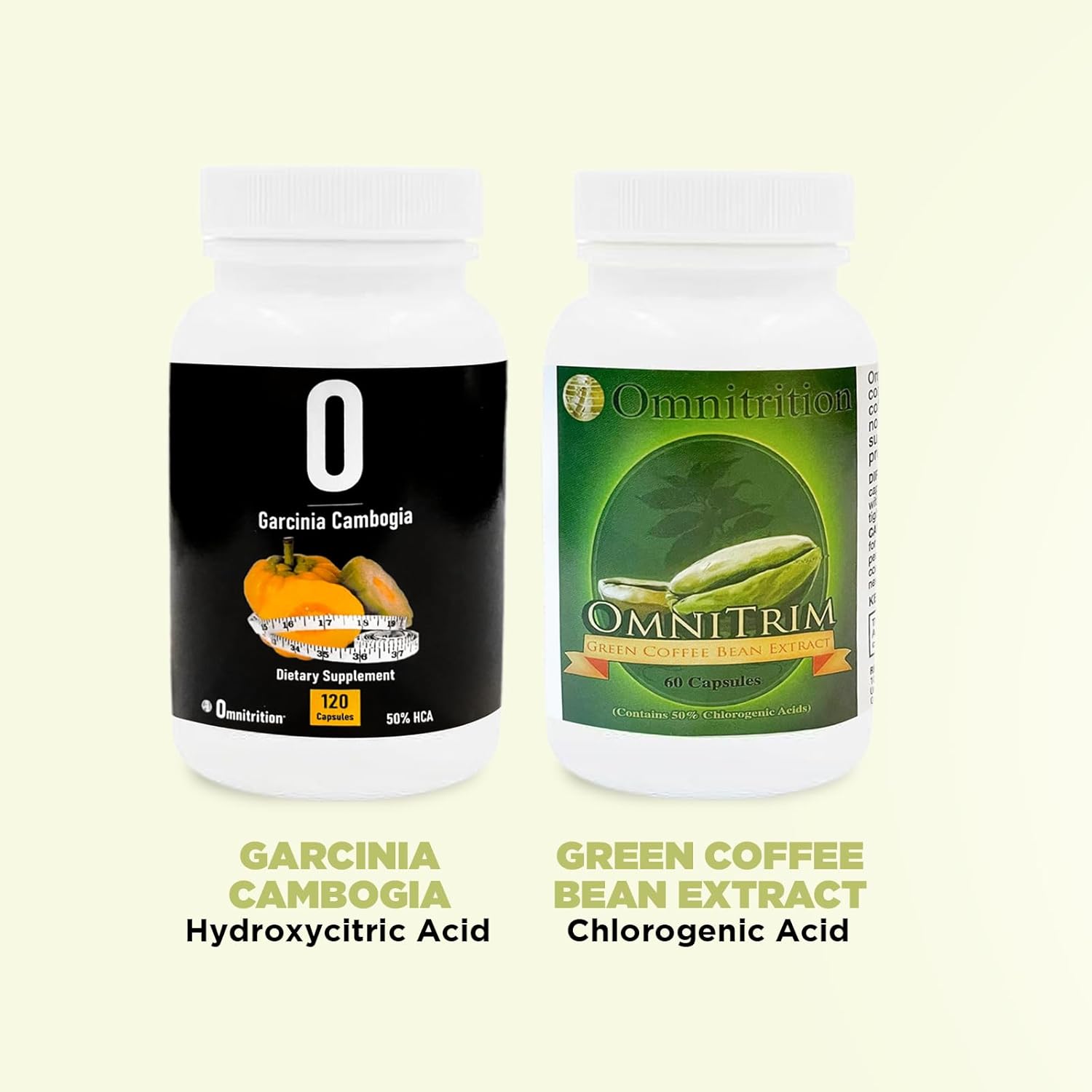 Antioxidant-Rich Omnitrition Supplements Kit: Green Coffee Bean Extract (60 Capsules) and Garcinia Cambogia (120 Veggie Capsules) for Vitality | Pure Formula, Additive-Free