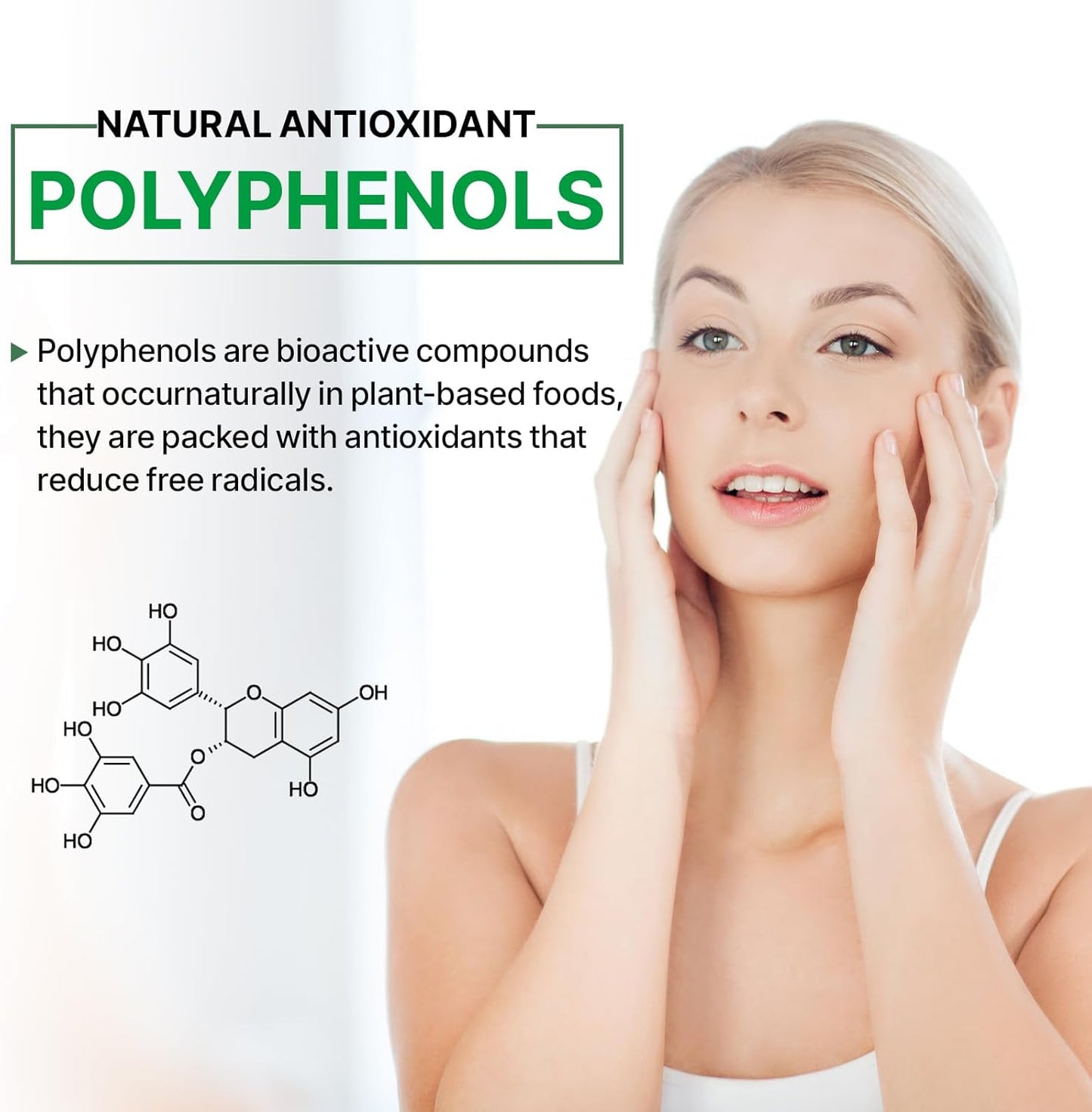 Antioxidant-Rich Polyphenols Supplement with Quercetin, Resveratrol, Turmeric, and Green Tea - 90 Capsules for Immune Support and Energy Boost