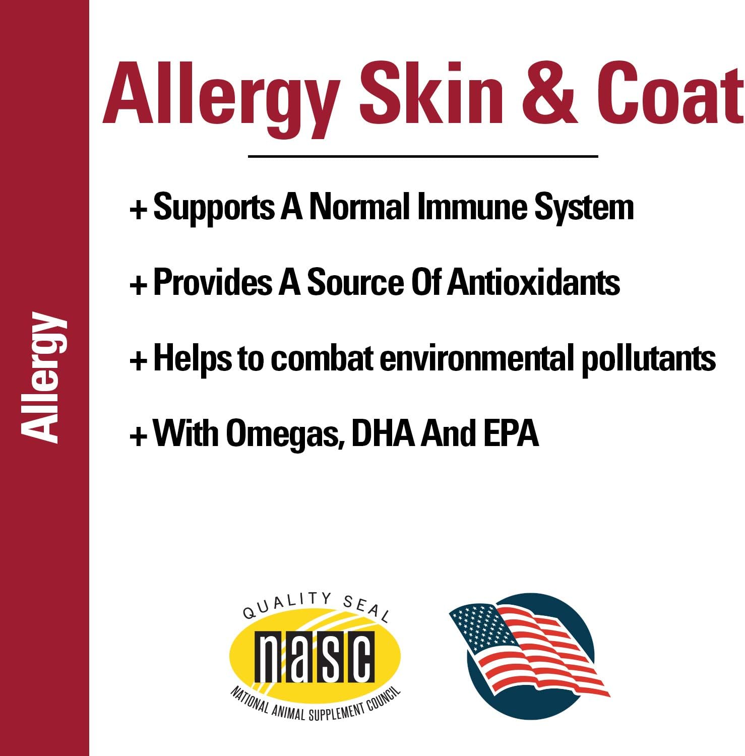 Antioxidant-Rich Skin & Coat Support Soft Chews for Cats & Dogs - Allergy Relief Supplement for Pet Respiratory Health - 90 Ct.