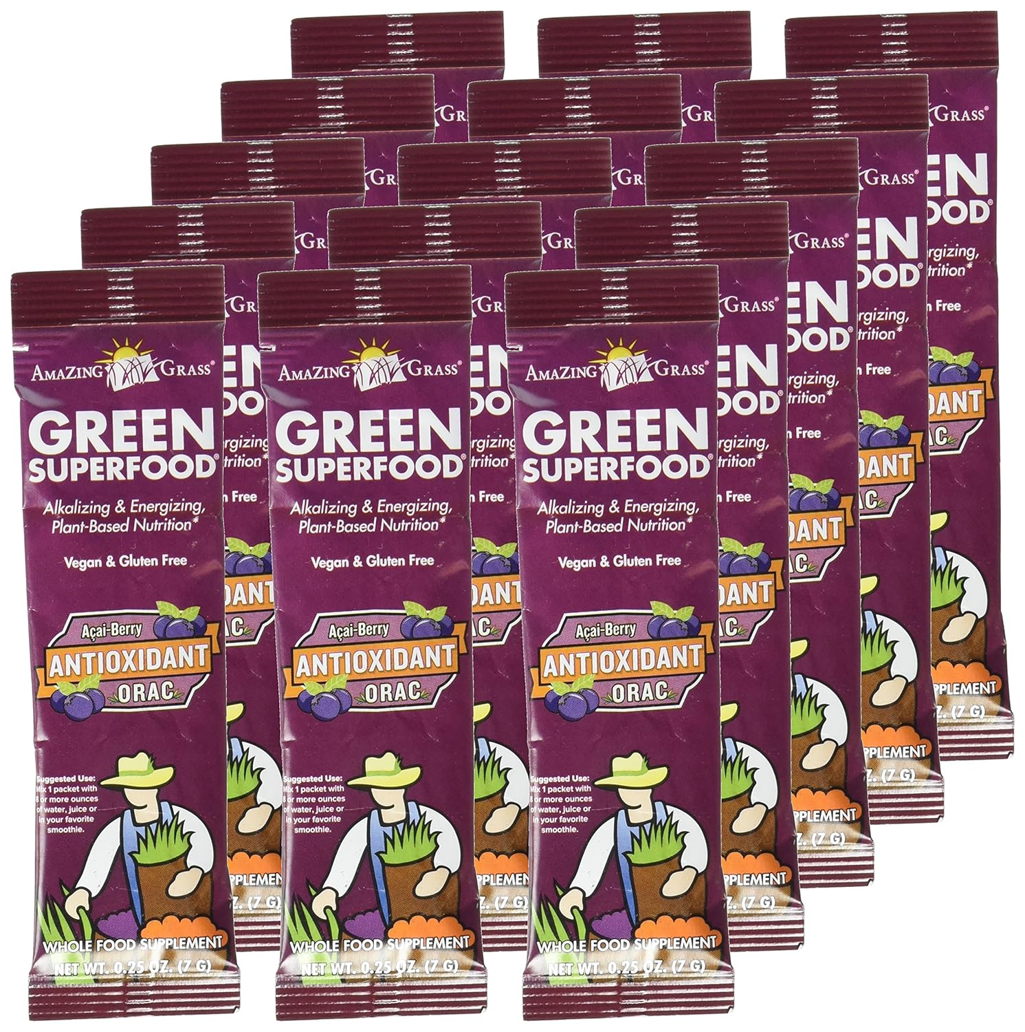 Antioxidant-Rich Super Greens Powder with Spirulina, Elderberry, Probiotics - Sweet Berry Flavor, 15 Servings