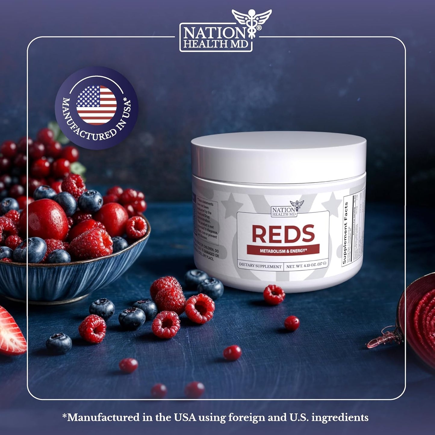 Antioxidant-Rich Super Reds Powder with 39 Superfoods, Probiotics, and Digestive Enzymes - Red Berry Flavor for Energy, Metabolism, and Gut Health
