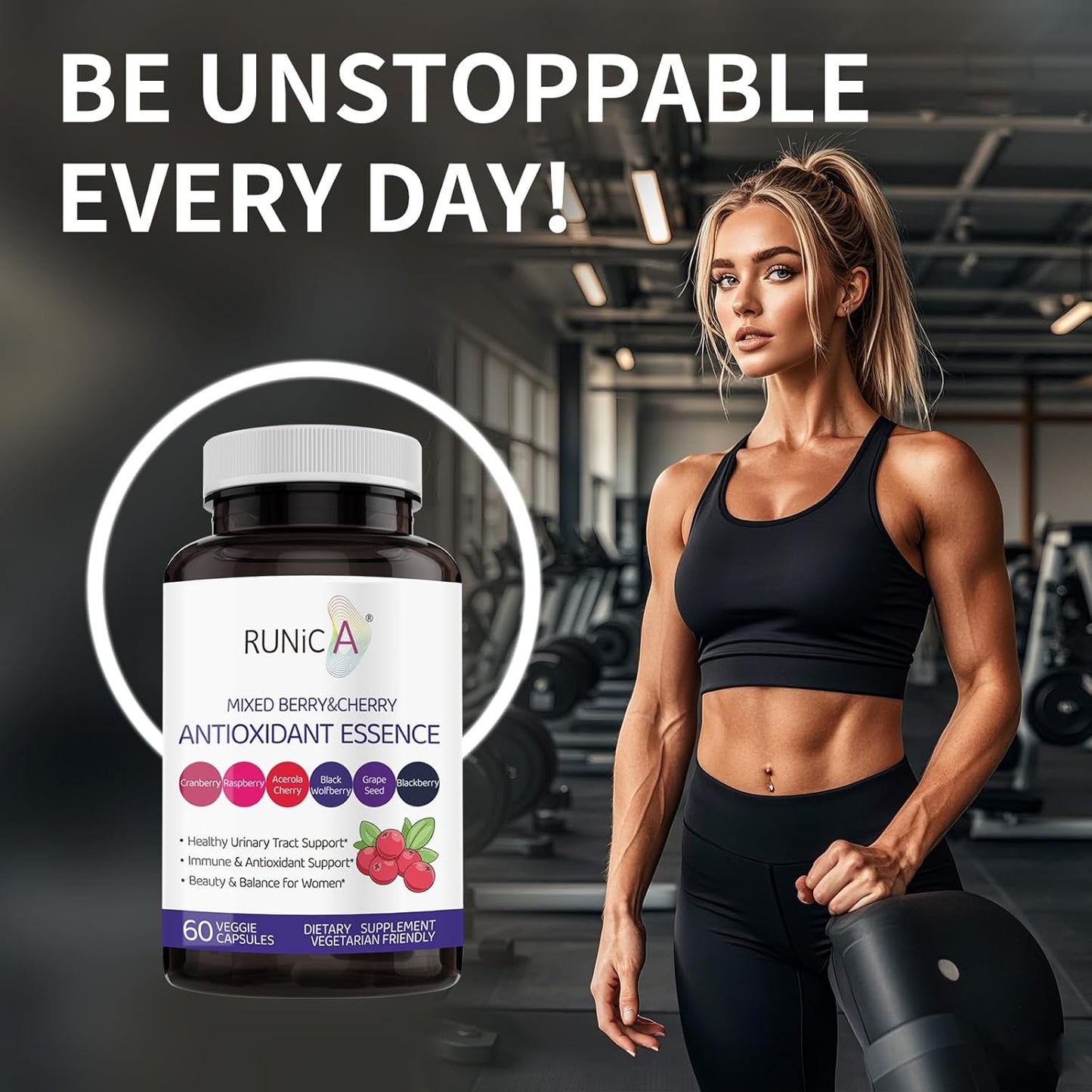 Antioxidant Supplement for Women - Supports Urinary Tract Health, Immune System, and Skin Brightening - Cranberry, Grape Seed, Raspberry, Goji, BlackBerry, Acerola Cherry - 60 Capsules