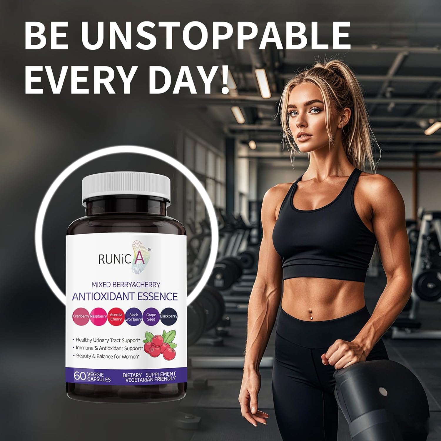 Antioxidant Supplement for Women - Supports Urinary Tract Health, Immune System, and Skin Brightening - Cranberry, Grape Seed, Raspberry, Goji, BlackBerry, Acerola Cherry - 60 Capsules