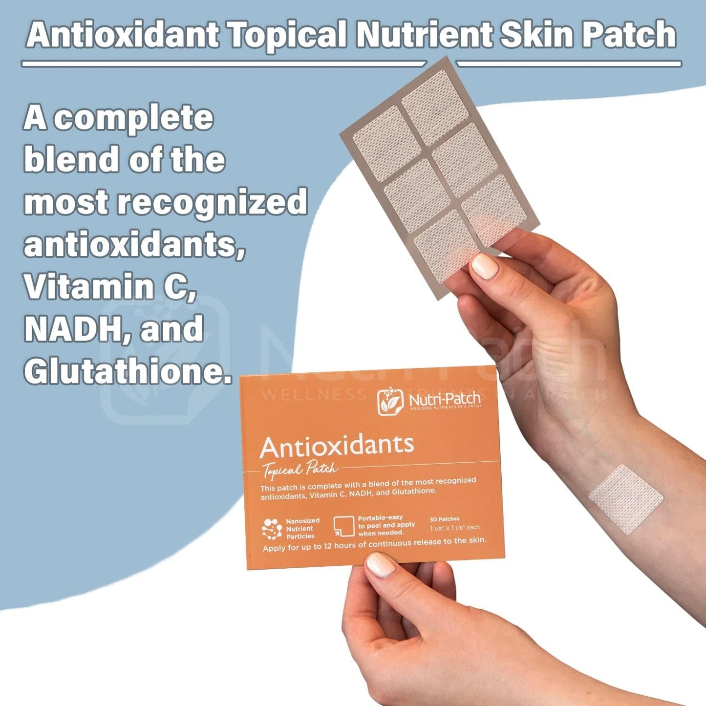 Antioxidants Patch with VIT.C, CoEnzymeQ10, NADH, NAC, Quercetin - 30 Pack for Boosted Wellness