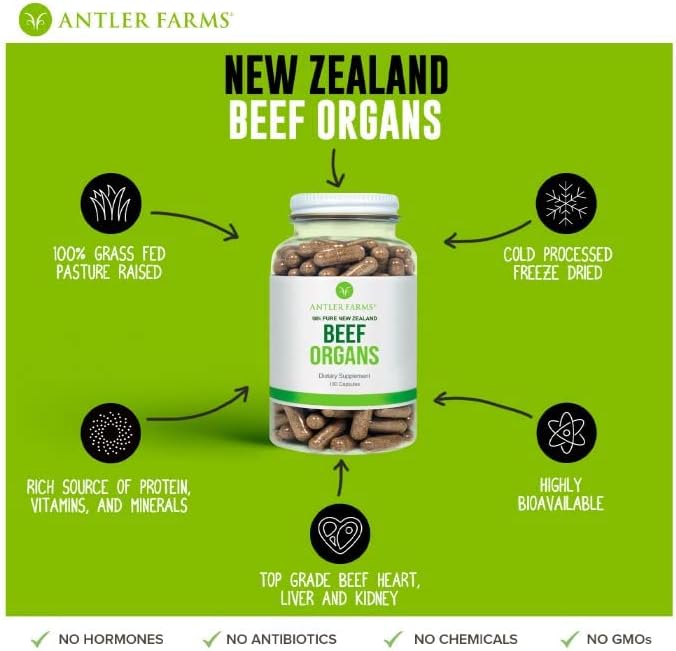 Antler Farms - Premium New Zealand Beef Organs & Liver Bundle - Cold Processed, 100% Pure & Clean, rBGH Free