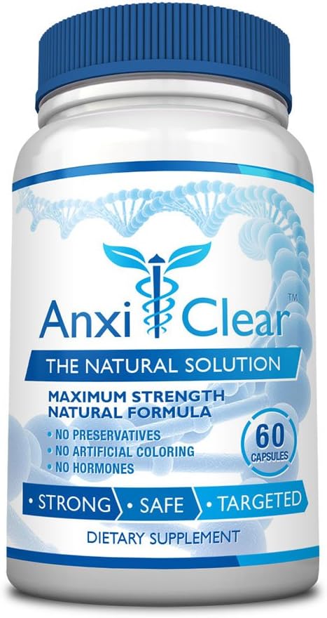 AnxiClear Supplement for Mood Boosting, Mind Calming, and Serotonin Elevation - Includes 5-HTP and L-theanine - Day and Night Formula