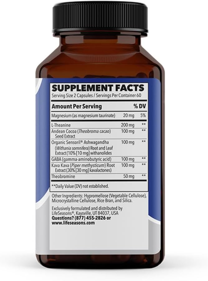 Anxie-T Stress Relief Supplement - Promotes Mental Focus & Calmness - Natural Anxiety Support - Ashwagandha, Kava Kava, GABA & L-Theanine - 120 Capsules