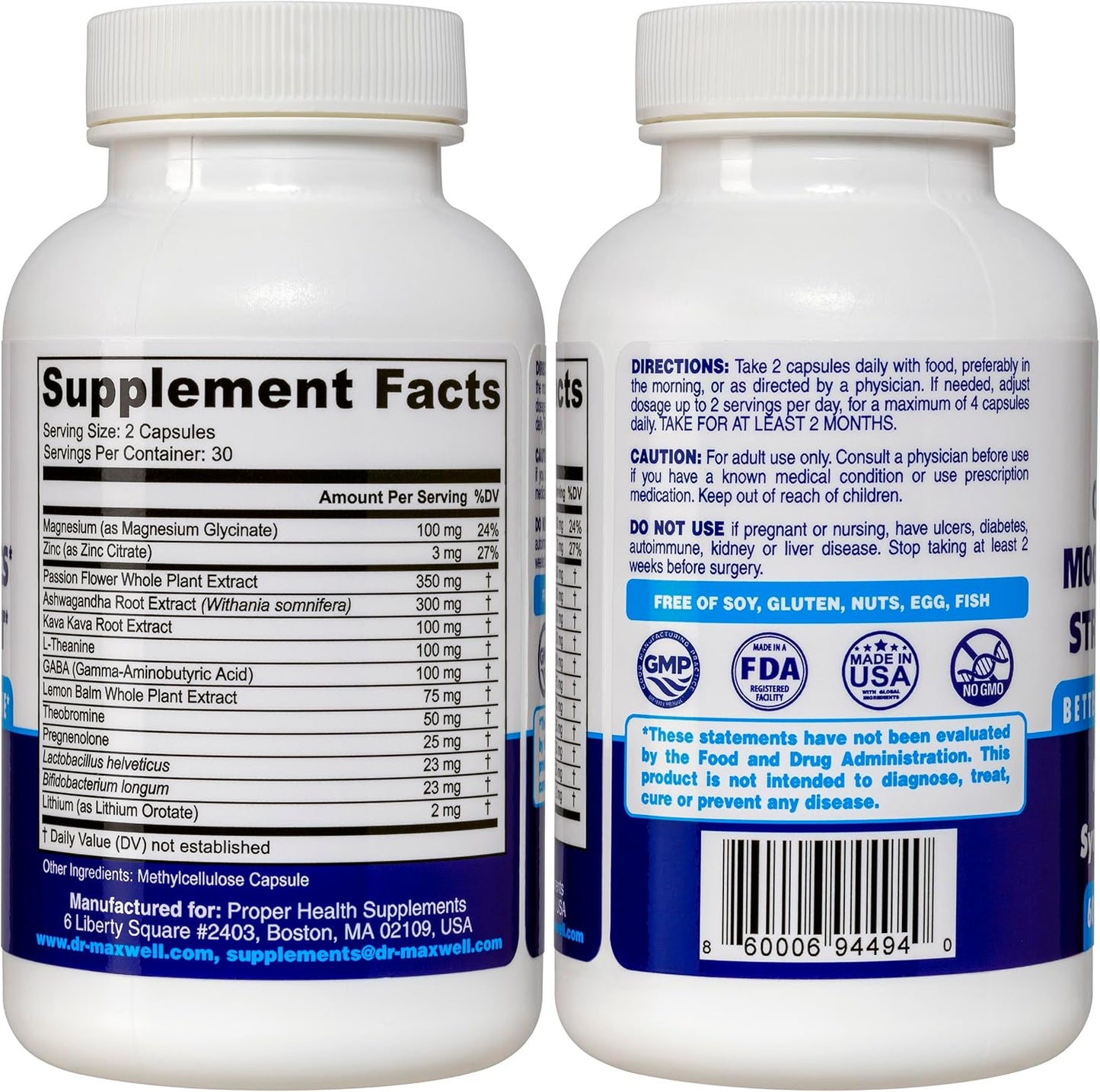 Anxiety Relief Supplement with Kava Kava, Ashwagandha, L-Theanine, & More - 60 Capsules for Stress & Mood Support by Dr. Maxwell