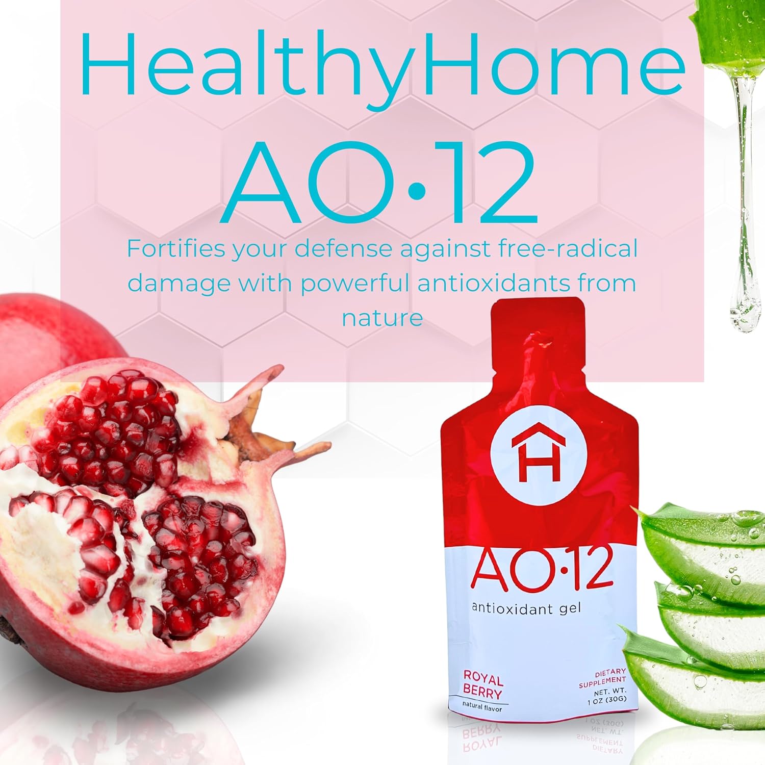 AO•12 Antioxidant Supplement Gel - Royal Berry Flavor - Immune Support & Anti-Aging - 30 Packets - Nutrient-rich Formula - Free Radical Defense - 1 Box