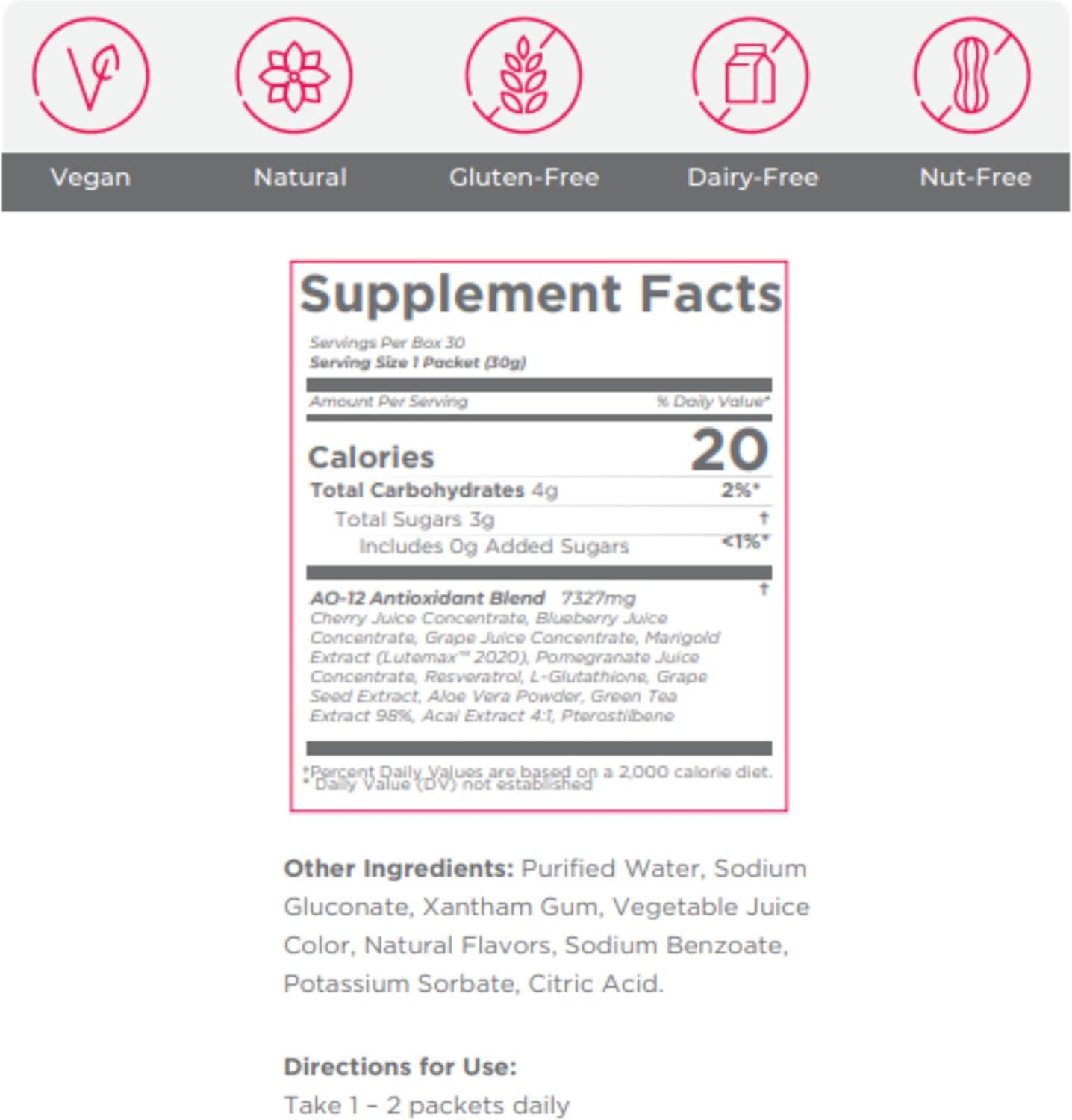 AO•12 Antioxidant Supplement Gel - Royal Berry Flavor - Immune Support & Anti-Aging - 30 Packets - Nutrient-rich Formula - Free Radical Defense - 1 Box