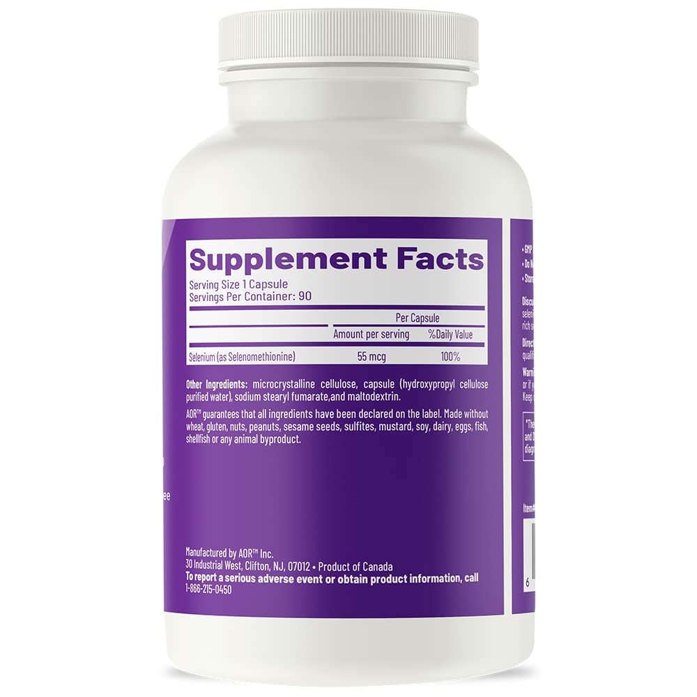 AOR SeMet Selenomethionine Mineral Supplement for Immunity & Cell Growth - 90 Capsules