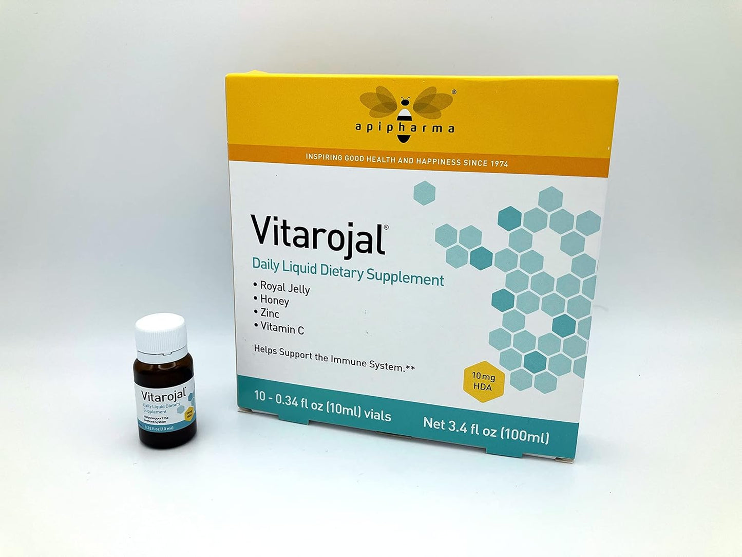 apipharma Vitarojal Royal Jelly Vials - Boost Immune System with Honey, Vitamin C, Zinc - Natural Energy & Wellness Support
