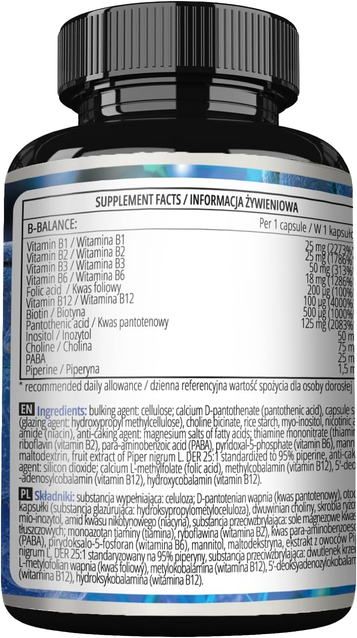 Apollo's Hegemony B-Balance 120 Capsules - Vegan Vitamin B Complex with B1, B2, B6, B12, Folate - 4 Month Supply - Health Support