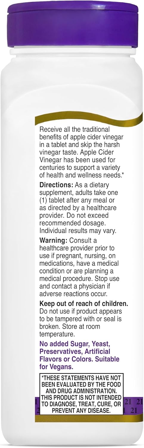 Apple Cider Vinegar 300mg Tablets - 21st Century Formula, 250 Tablets