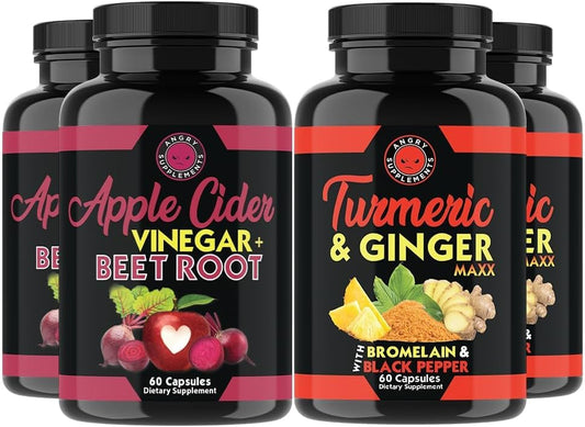 Apple Cider Vinegar, Beet Root, Turmeric, Ginger - Ultimate Health Bundle 4 Bottles