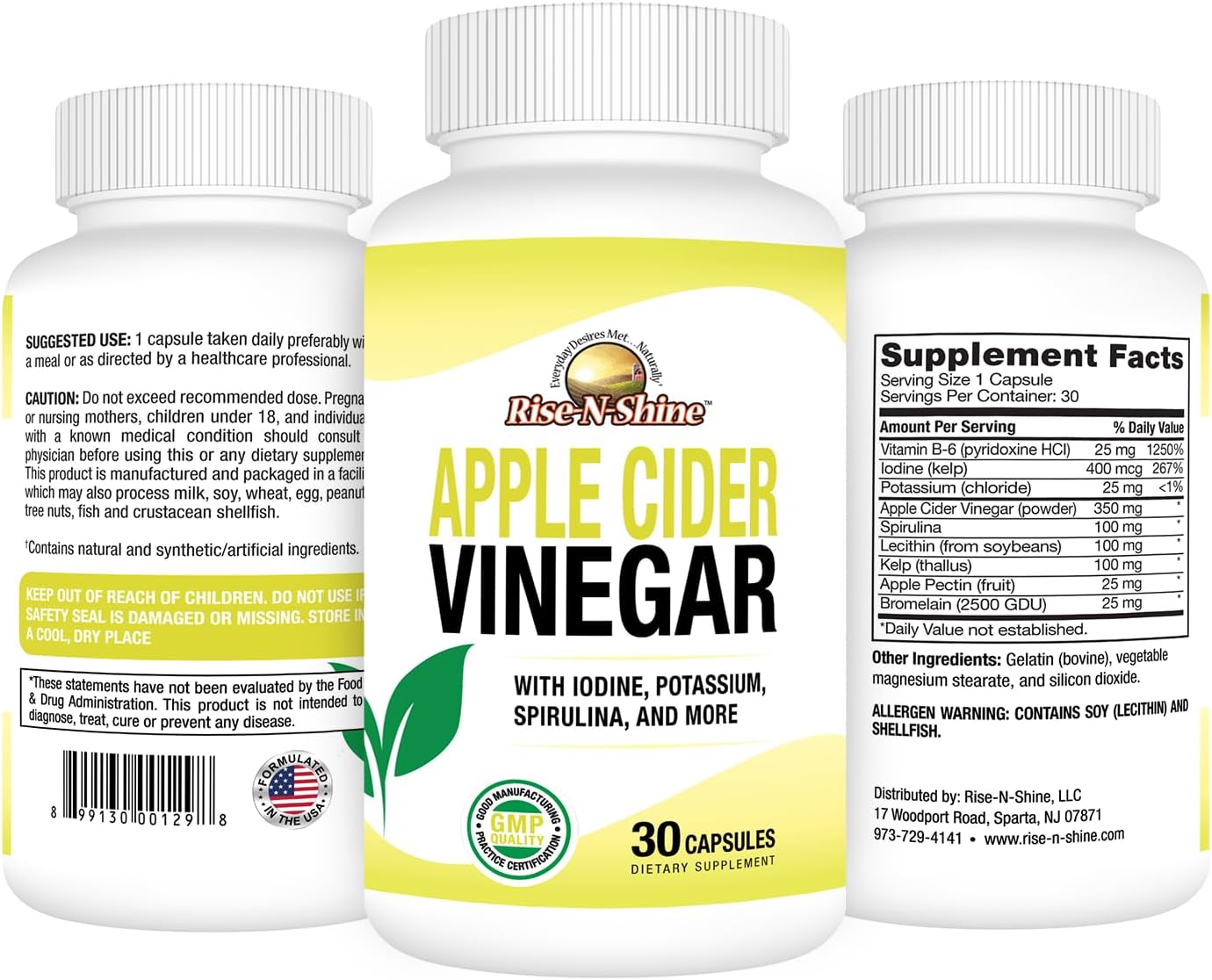 Apple Cider Vinegar Capsules for Immune and Gut Support - 30-Day Supply for Women and Men
