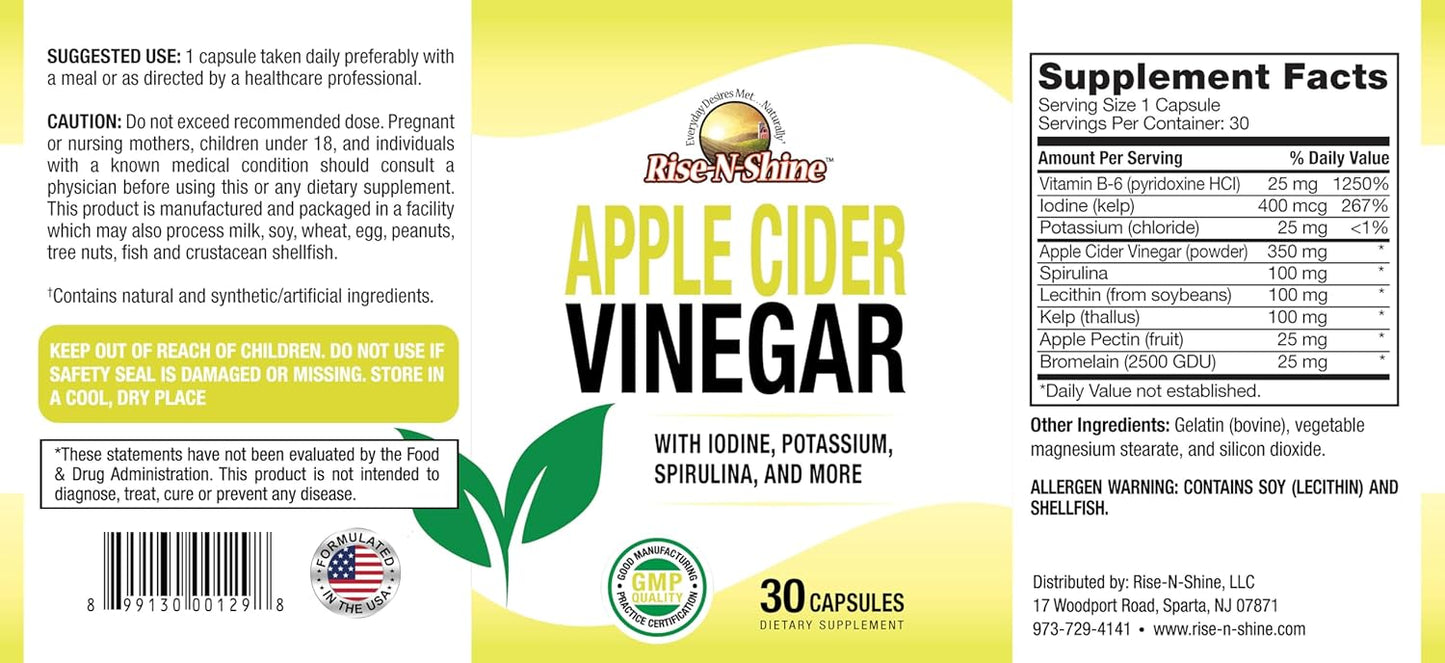 Apple Cider Vinegar Capsules for Immune and Gut Support - 30-Day Supply for Women and Men