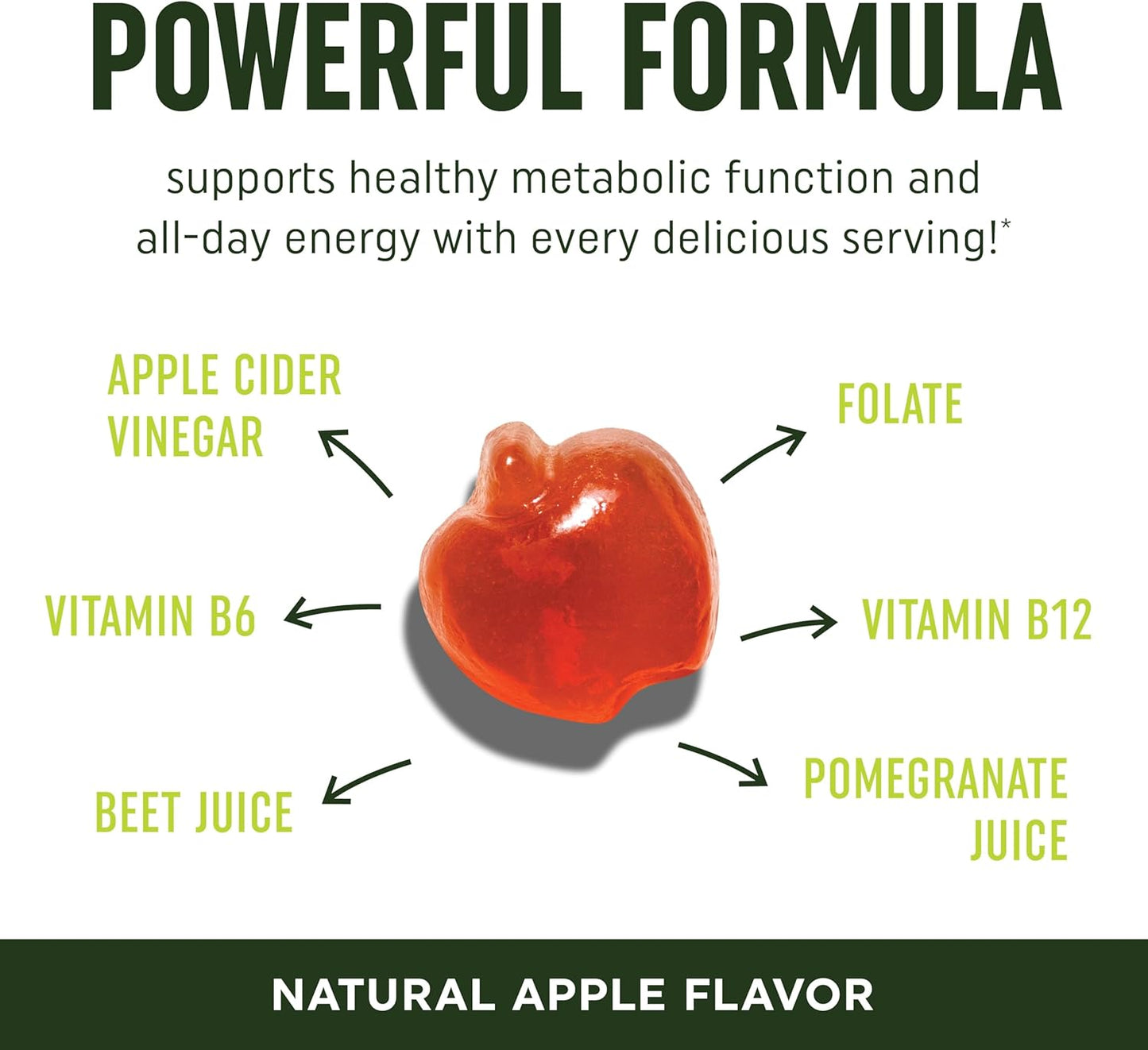 Apple Cider Vinegar Gummies for Metabolism, Energy, Digestion, and Lean Body Mass Support - 60 Ct. for Men & Women
