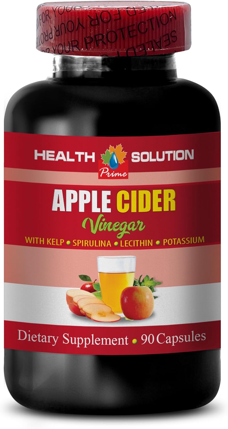 Apple Cider Vinegar Hair Products with Kelp, Spirulina, and Lecithin - Digestion Support Supplement - 90 Capsules