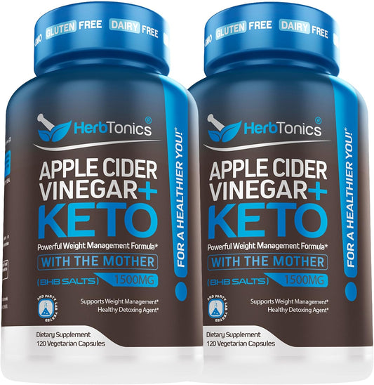 Apple Cider Vinegar Keto Diet Pills with BHB Exogenous Ketones - Energy & Focus Support - 240 Capsules for Women & Men