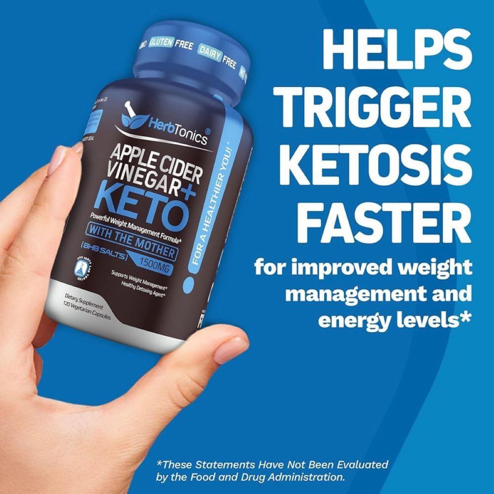 Apple Cider Vinegar Keto Diet Pills with BHB Exogenous Ketones - Energy & Focus Support - 240 Capsules for Women & Men