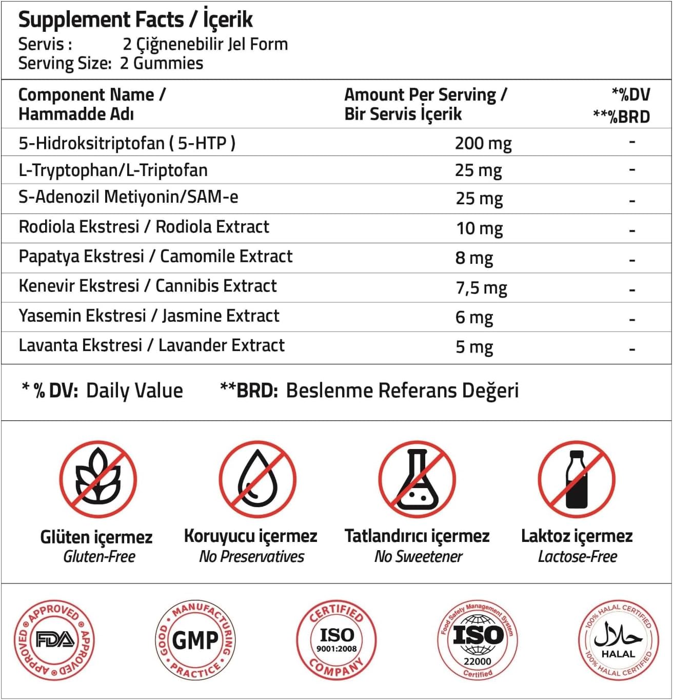 Apple Flavored Stress Relief Gummies with 5-HTP & SAM-e - Mood & Calm Support Supplement for Relaxation - Non-GMO Vegan Gummies, 60 Count