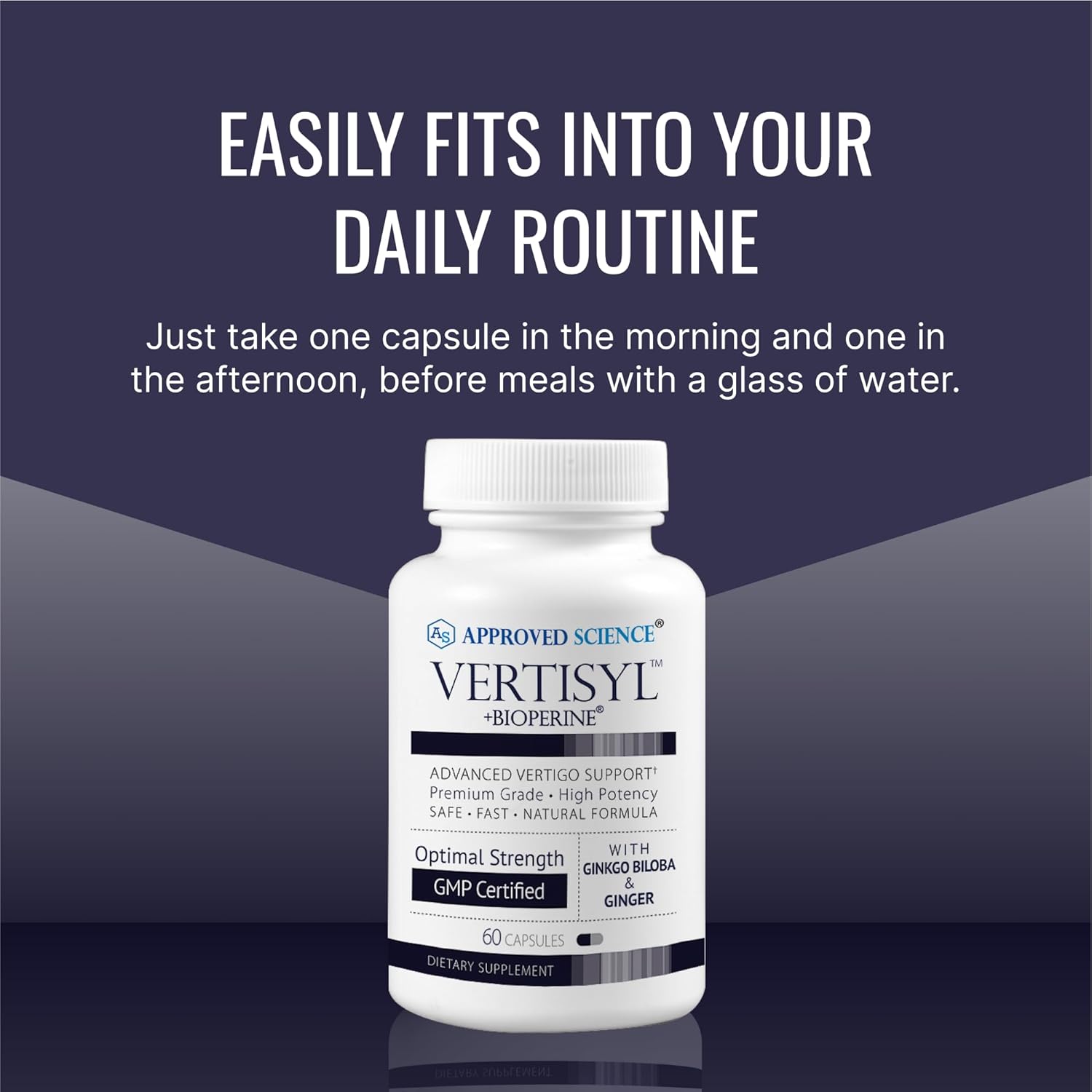 Approved Science VertiSyl Supplement - Ginkgo Biloba, Ginger, Vitamin D3, BioPerine - 180 Capsules Total