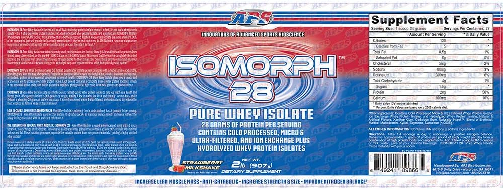 APS Nutrition Isomorph Strawberry Milkshake Protein Powder - 2lb Jar