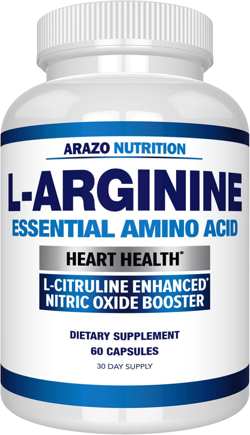 Arazo Nutrition L Arginine Nitric Oxide Booster with L-Citrulline for Muscle Gain - 60 Capsules
