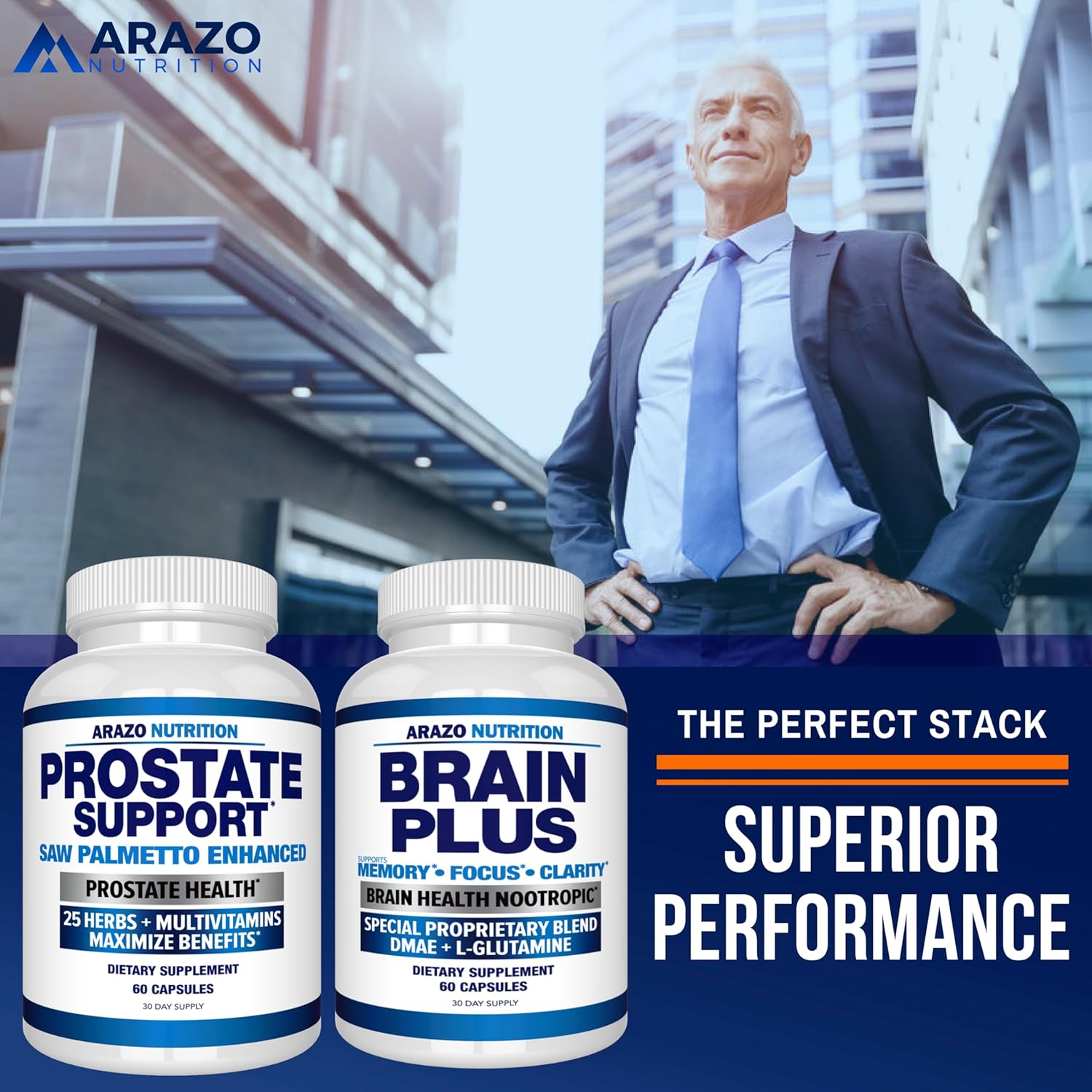 Arazo Nutrition Saw Palmetto Prostate Supplement with 25 Herbs - Reduce Urination, Hair Loss, Boost Stamina - Herbal Capsules/Pills