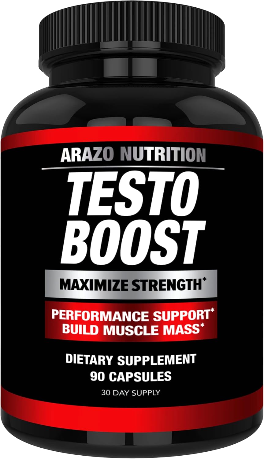 Arazo Nutrition TestoBoost Test Booster Supplement - Herbal Pills for Muscle Growth with Tribulus, Epimedium, Zinc & Minerals